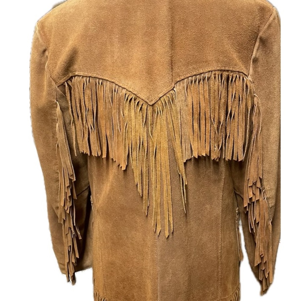 Vintage 1970s Western Fringe Suede Jacket Women's Sz 12 Ms.Pioneer PIONEER WEAR - Picture 2 of 6